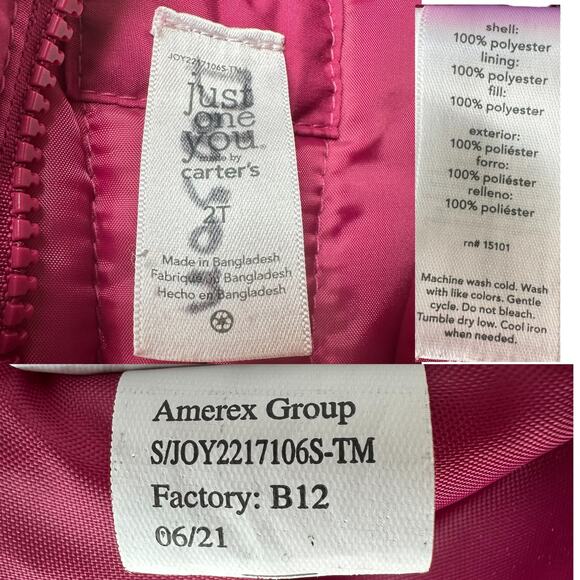 Carter’s Just For You Toddler’s Snow Bibs, Size 2T, Pink - Picture 8 of 8